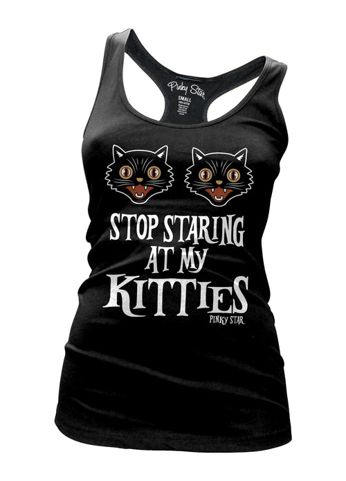 stop staring at my kitties tank by pinky star