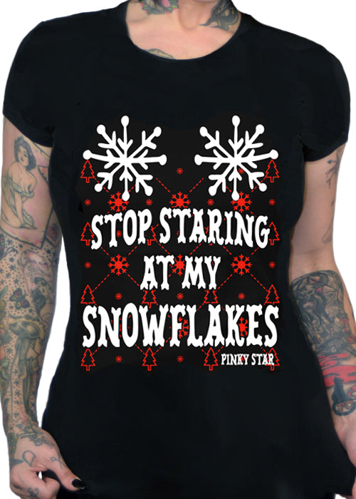 Stop Staring At My Snowflakes Christmas Holiday tree by pinky star